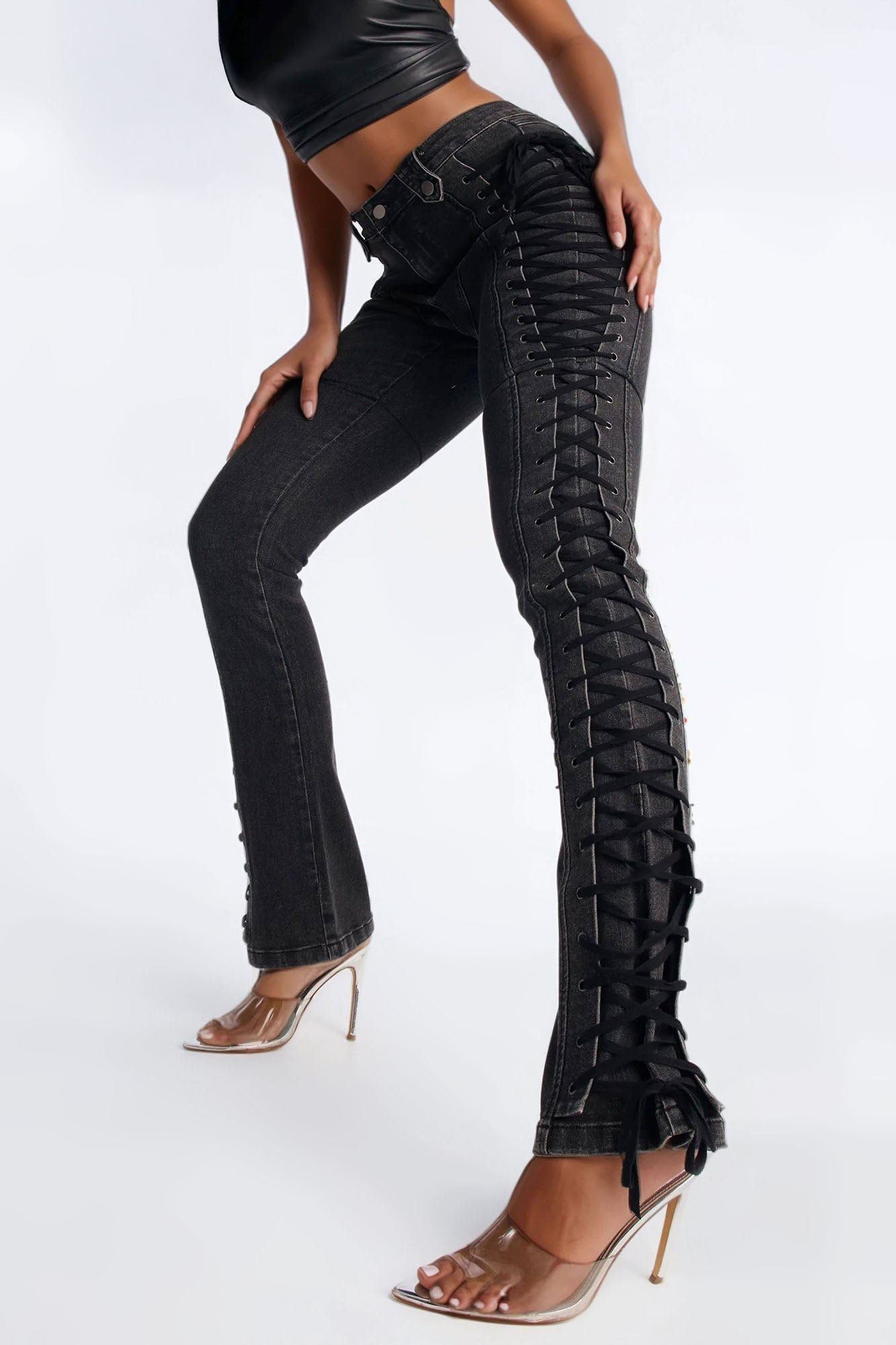 Tall After Hours Lace Up Flare Pant 36″ - Image 3
